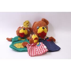 Three Bears, Hand Puppet, Lot, 1970s, Commonwealth, Soft Toy, ~ 251008-WH 1364